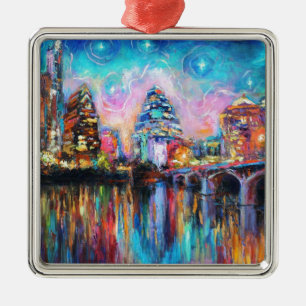 Adorno Metálico Austin Skyline de noche paisaje urbano Regalos de