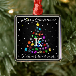 Adorno Metálico Autismo Árbol de Navidad de Snowflake