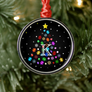 Adorno Metálico Autismo Árbol de Navidad de Snowflake