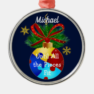 Adorno Metálico Autismo Navidades Bauble