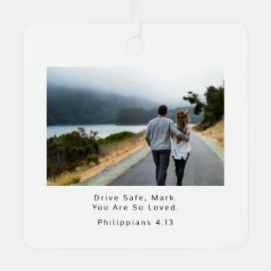 Adorno Metálico Auto fotográfico cristiano Drive Safe Philippians 
