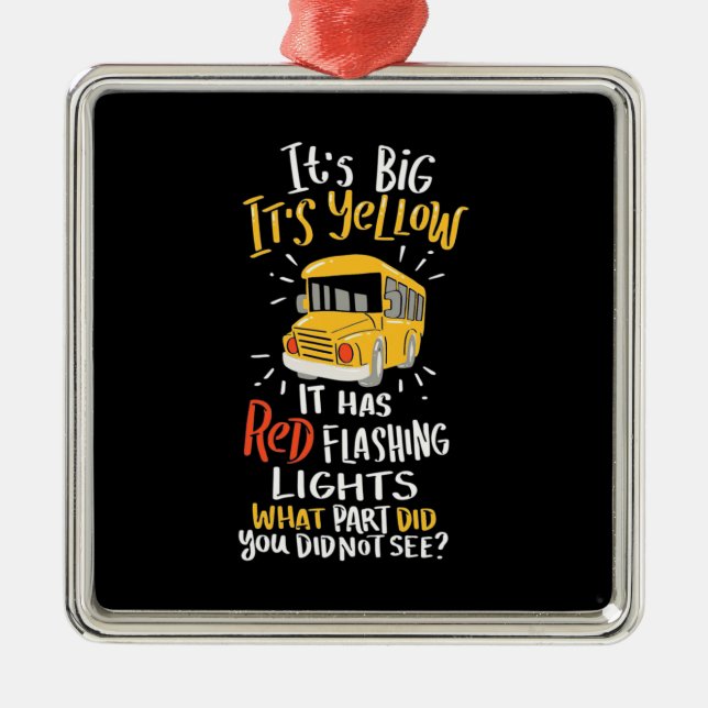 Adorno Metálico Autobús escolar es grande y amarillo (Frente)
