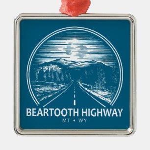 Adorno Metálico Autopista Beartooth Montana Wyoming Forest
