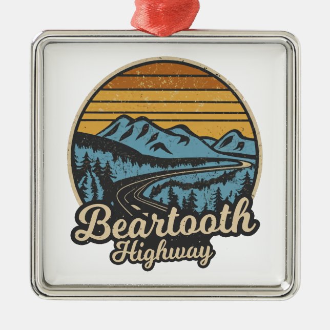 Adorno Metálico Autopista Beartooth Montana Wyoming Retro (Frente)