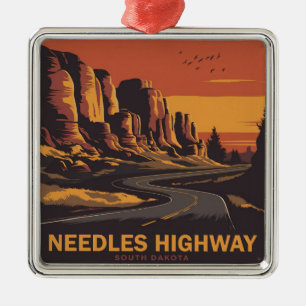 Adorno Metálico Autopista Needles Dakota del Sur cielo rojo