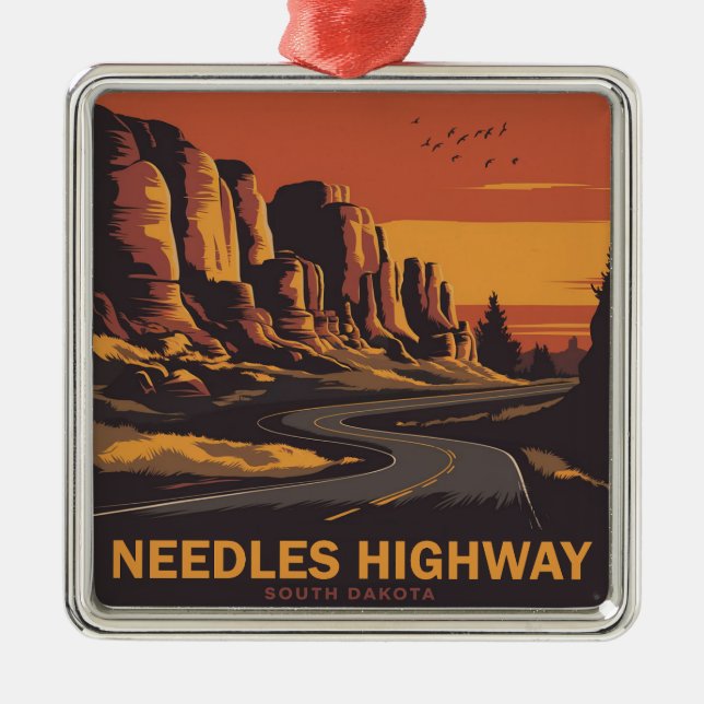 Adorno Metálico Autopista Needles Dakota del Sur cielo rojo (Frente)