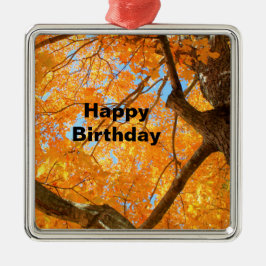 Adorno Metálico Autumn Yellow Maple Tree Photo Birthday
