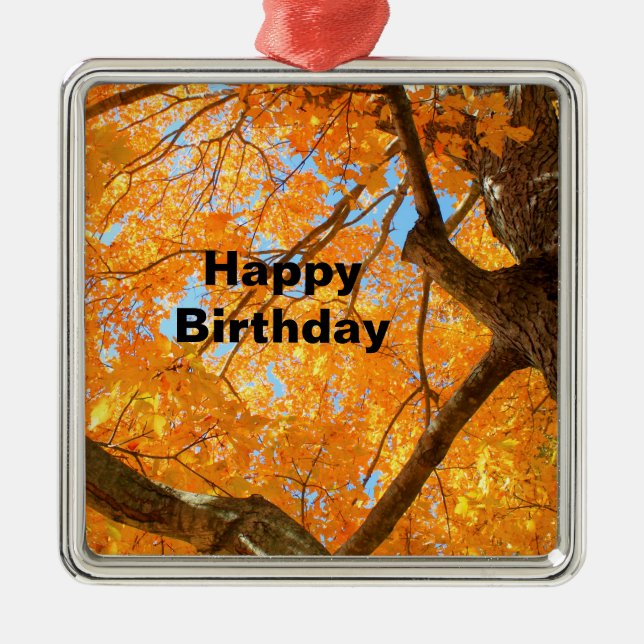 Adorno Metálico Autumn Yellow Maple Tree Photo Birthday (Frente)