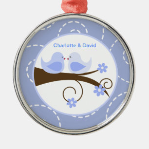 Adorno Metálico Ave dulce (azul) Personalizado Amor Pájaro Keepsa