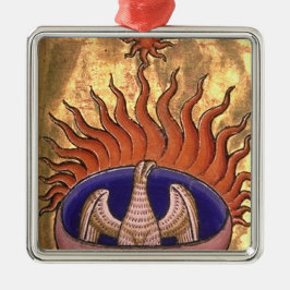 Adorno Metálico Ave Fénix dorada levantándose de las llamas