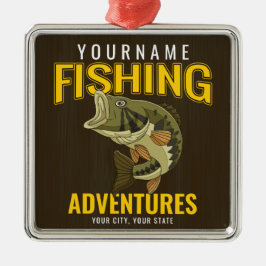 Adorno Metálico Aventuras de pesca personalizadas: pescador de baj
