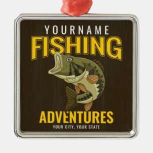Adorno Metálico Aventuras de pesca personalizadas: pescador de baj