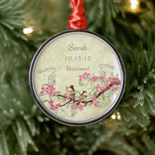 Adorno Metálico Aves de amor rosadas venenosas, parte de Boda de h