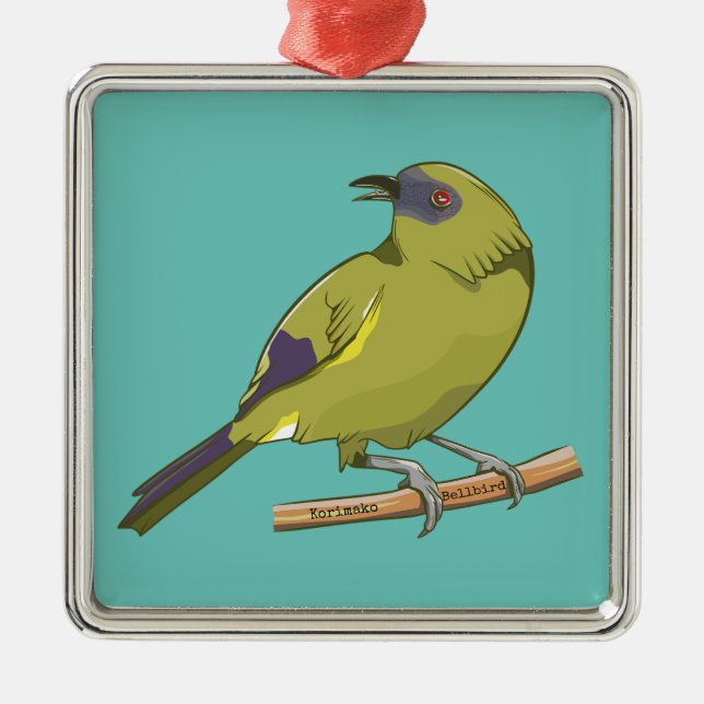 Adorno Metálico Aves de Bellbird Korimako NZ (Frente)