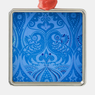 Adorno Metálico Aves pavos reales orientales azules