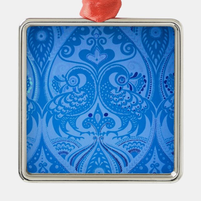 Adorno Metálico Aves pavos reales orientales azules (Frente)