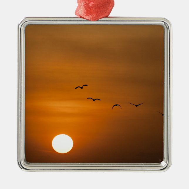 Adorno Metálico Aves volando al atardecer (Frente)