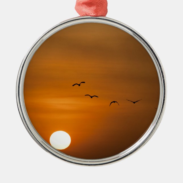 Adorno Metálico Aves volando al atardecer (Frente)