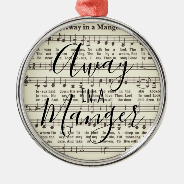 Adorno Metálico Away in a Manger  Metal Ornament (Frente)