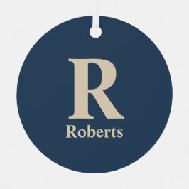 Adorno Metálico Azul Clásico Y Vainilla Nombre/Primera/Familia