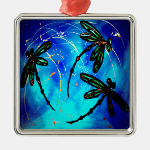 Adorno Metálico Azul de vuelo de libélula