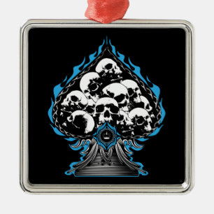 Adorno Metálico Azul Flamante con Skulls
