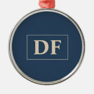 Adorno Metálico Azul personalizado Con Iniciales De Vainilla