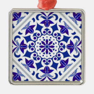 Adorno Metálico Azulejos Índigo Azulejos portugueses azules y blan