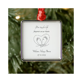 Adorno Metálico Baby Loss Baby Feet Heart Memorial Tree Decoration