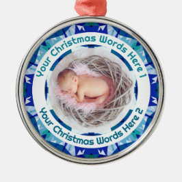 Adorno Metálico Baby’s First Christmas Blue Family Photo Keepsake