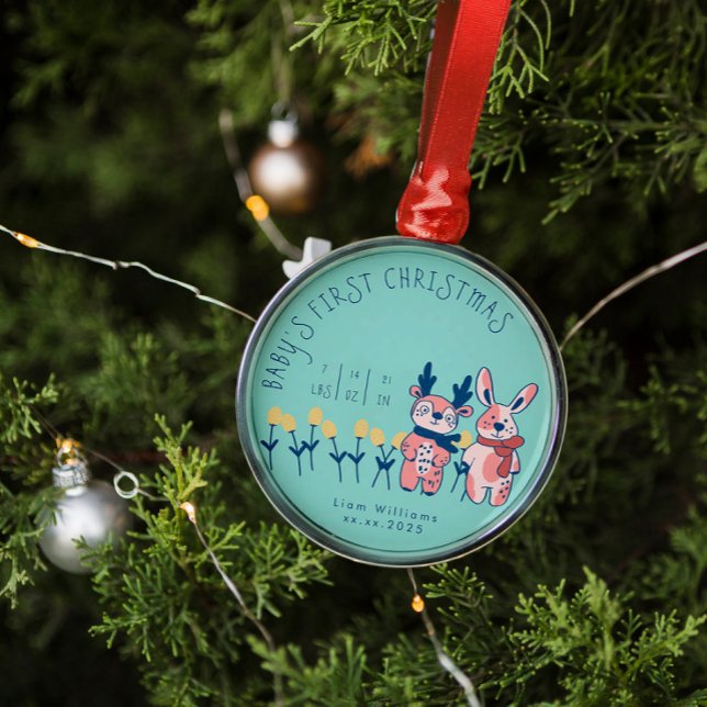 Adorno Metálico Baby’s First Christmas cute Reindeer Friends (Subido por el creador)