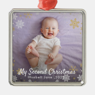 Adorno Metálico Baby's 2nd Christmas Red Snowflake Ornament