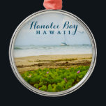Adorno Metálico Bahía Hanalei Kauai Hawaii Beach & Boats<br><div class="desc">Esta encantadora foto fue tomada en setiembre de 2012 en la tranquila playa de la bahía de Hanalei, uno de los lugares más bellos de Kauai Hawaii. Disfrute de esta escena de playa del océano y olas con barcos navegando. 🌊 🌊 🌊 🌊 → © HawaiiSands Diseños 📷 etiqueta #ShopHawaiiSands...</div>