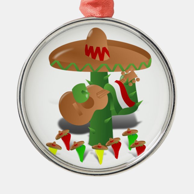 Adorno Metálico Bailando Cactus con Fiesta de Guitarra (Frente)