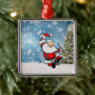 Adorno Metálico Bailando Santa Claus