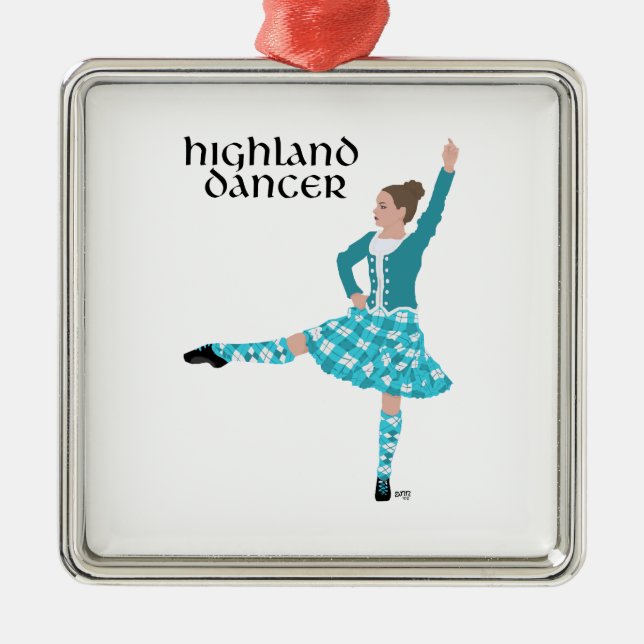Adorno Metálico Bailarín escocés de Highland - Turquesa (Frente)