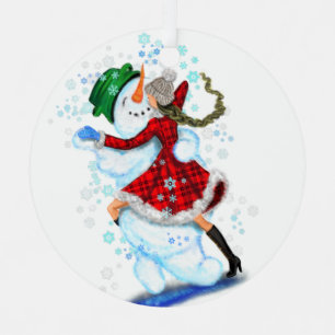 Adorno Metálico Bailarines de Chica y muñecos de nieve adornan nav