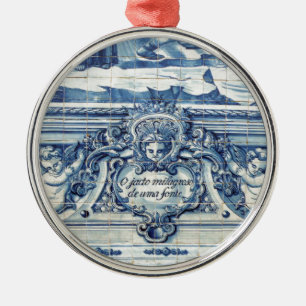 Adorno Metálico Baldosas de pared azules y blancas de Portugal con