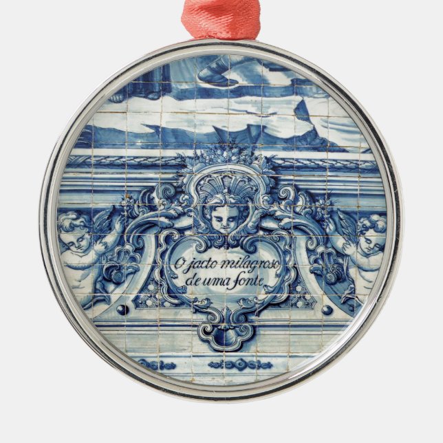 Adorno Metálico Baldosas de pared azules y blancas de Portugal con (Frente)