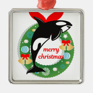 Adorno Metálico ballena asesina de navidad