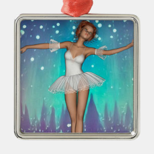 Adorno Metálico Ballerina Pintó Perlas y Árboles Fondo Verde azula