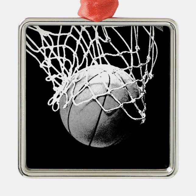 Adorno Metálico Baloncesto blanco y negro (Frente)