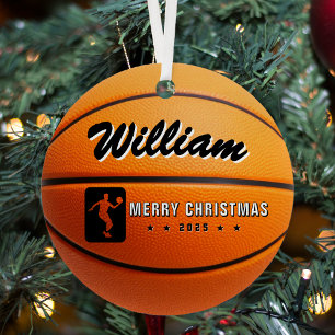 Adorno Metálico Baloncesto Deporte Feliz Navidad
