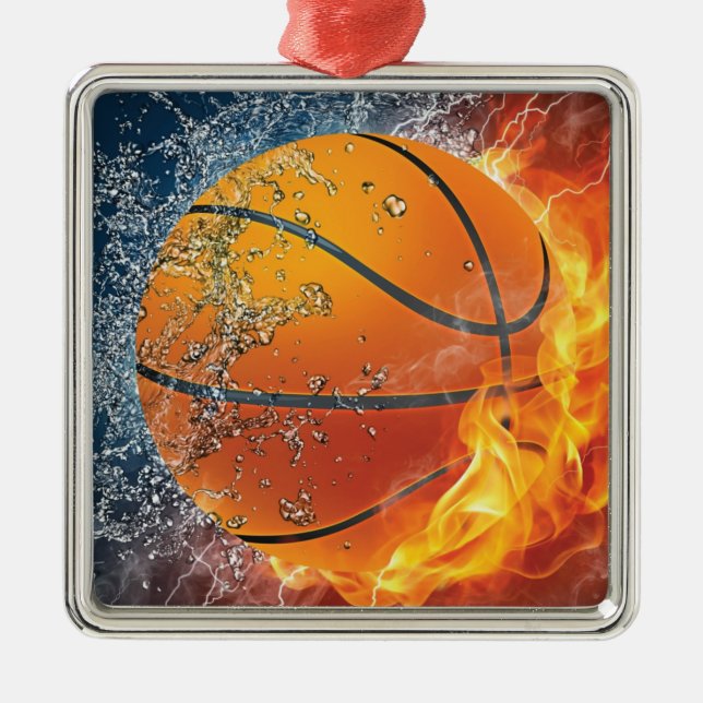 Adorno Metálico Baloncesto en llamas (Frente)