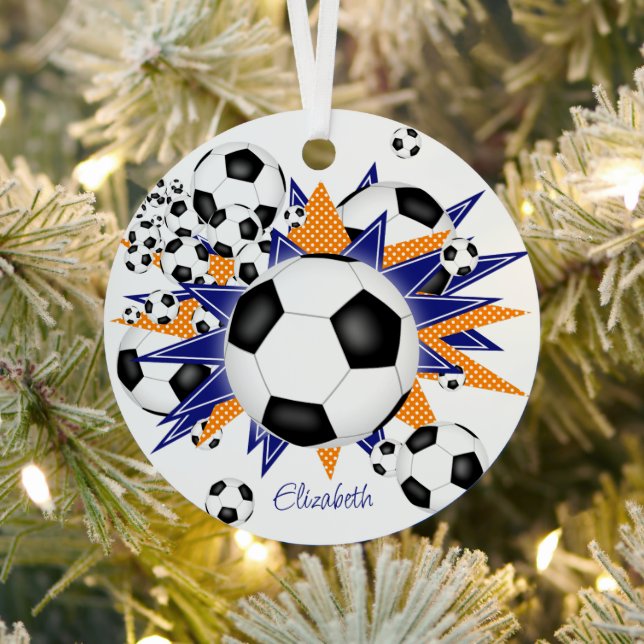 Adorno Metálico balones de fútbol estrellas naranja azul chicas de (in situ)