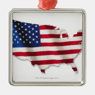 Adorno Metálico Bandera americana en la forma de Estados Unidos