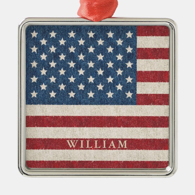 Adorno Metálico Bandera americana patriótica personalizada (Frente)