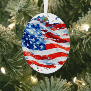 Adorno Metálico Bandera Americana USA Acuarela 4 de Julio