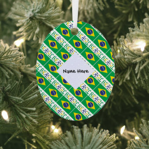 Adorno Metálico Bandera de Brasil Tiled Personalizada 