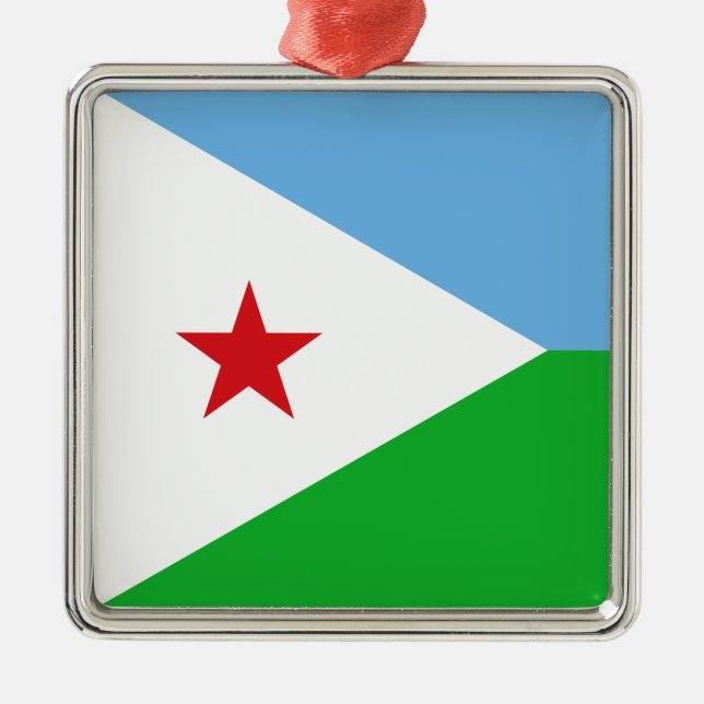 Adorno Metálico Bandera de Djibouti (Nación Africana) (Frente)